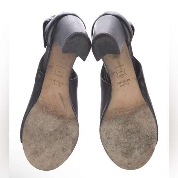 Stuart Weitzman Black Leather PeepToe Ankle Boot Sz 9.5 - Picture 4 of 5